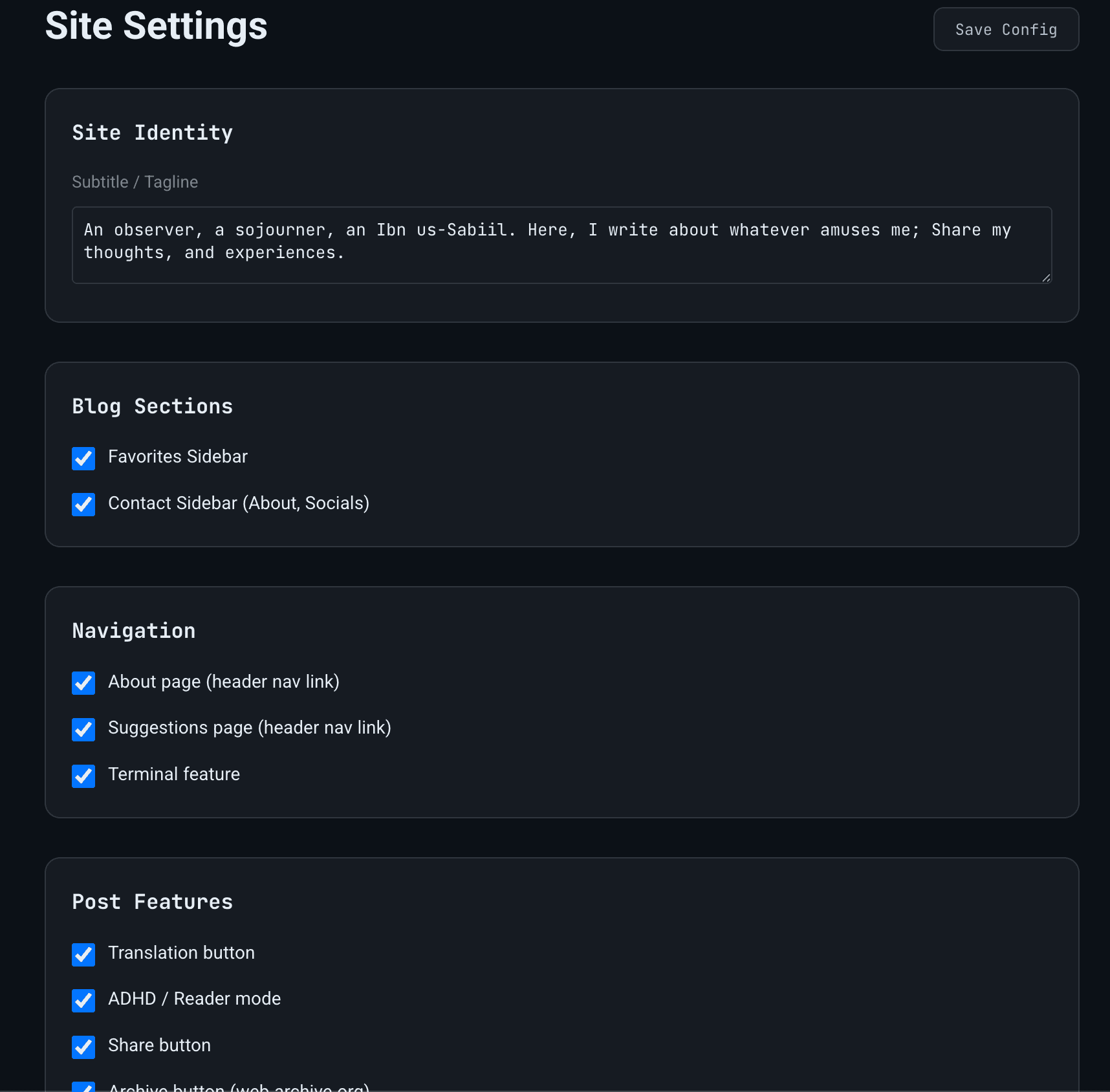 Site Settings